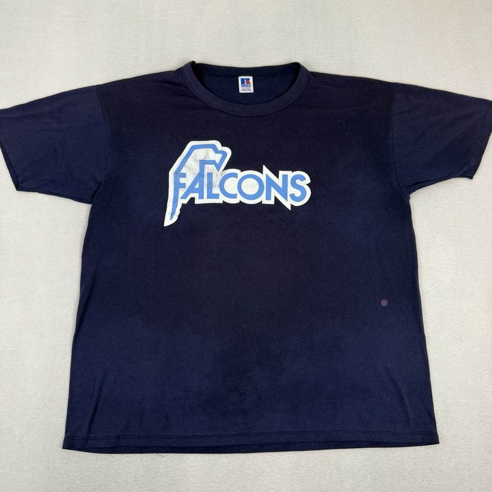 Vintage Russell Athletic Falcons T-Shirt XL Single Stitch Made in USA Navy 14